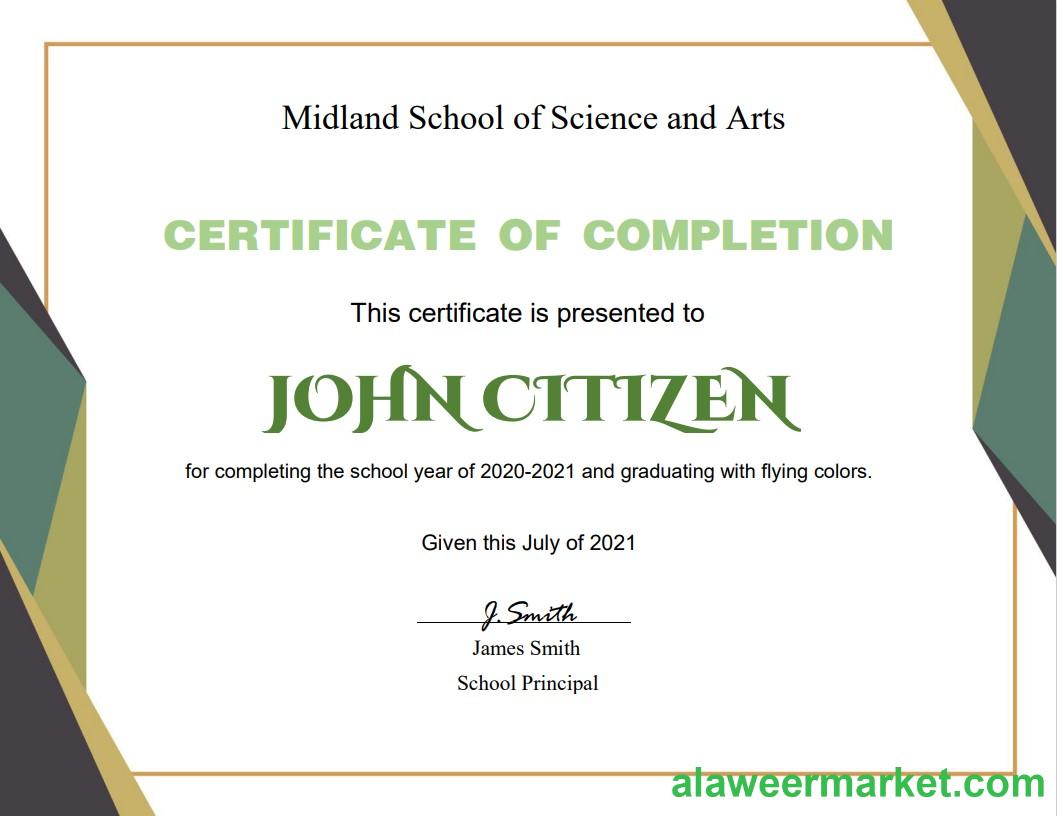 USA Graduation certificate template in Word and PDF format